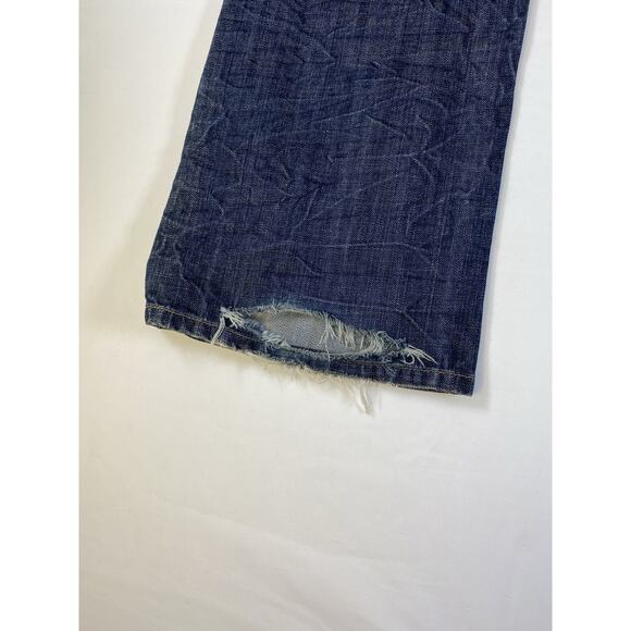 7 FOR ALL MANKIND Relaxed Straight Distressed Stone Wash Blue Jeans. 34x33 - Picture 11 of 11